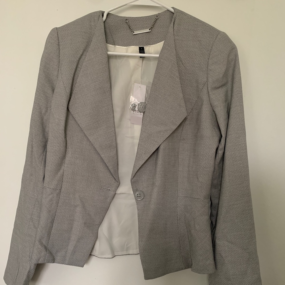 White House Black Market Gray Herringbone Blazer Size 4